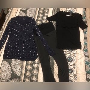 Maternity clothes 3 pc bundle 2 shirts 1 pair leggings